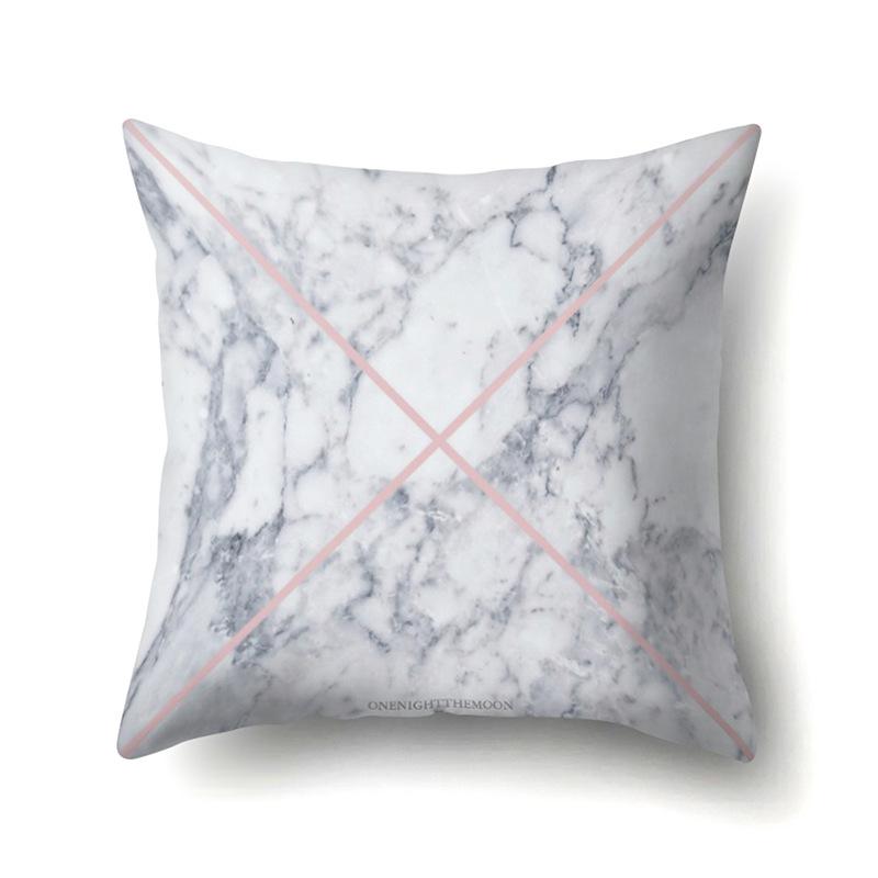 Nordic Ins Marble Polyester Pillowcase Car Decoration Home Printed Waist Cushion Pillowcase