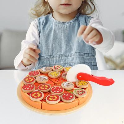 Деревянная игрушечная пицца Кухня Деревянные игрушки для приготовления пищи Развивающие аксессуары Ролевые игры для