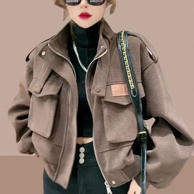 Первоклассная стильная женская короткая куртка на весну и осень: Повседневная рабочая одежда или модная бейсбольная куртка