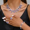 BLINGBAY Women's Jewelry Set Sweet Romantic Blue Fashion Wedding Accessories Cute Romantic Earrings Necklace Bracelet Set Girls Modern Jewelry Gift