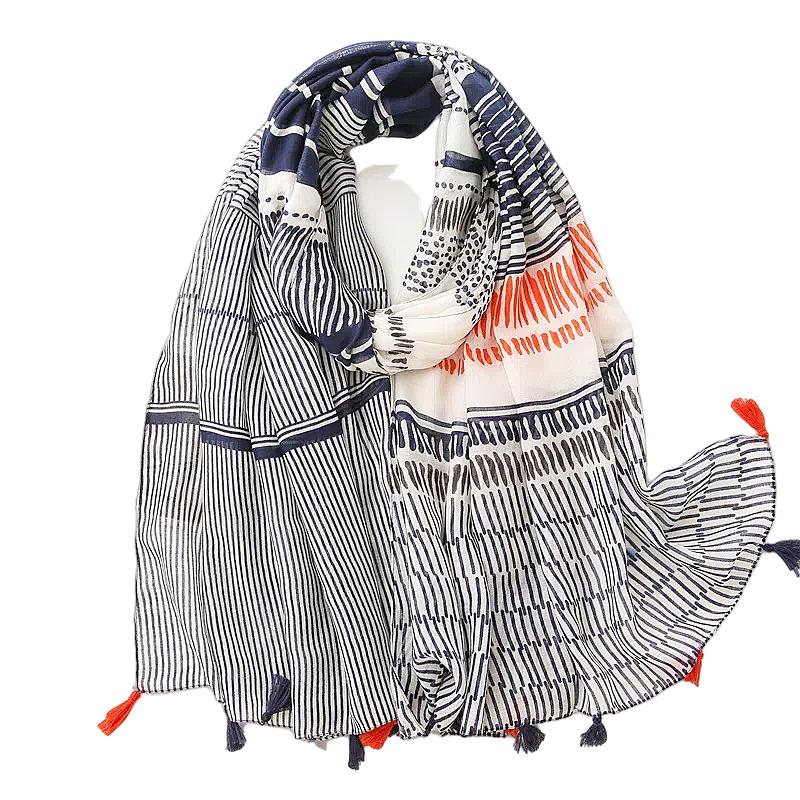 Lightweight Scarves Fashion Flowers Print Women Cotton Wrap Scarf Head Shawl Summer Gift