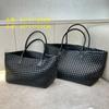Handmade Genuine Leather Woven Bag New Large Capacity Tote Mother Bag Vegetable Basket Hand-held Shoulder Bag