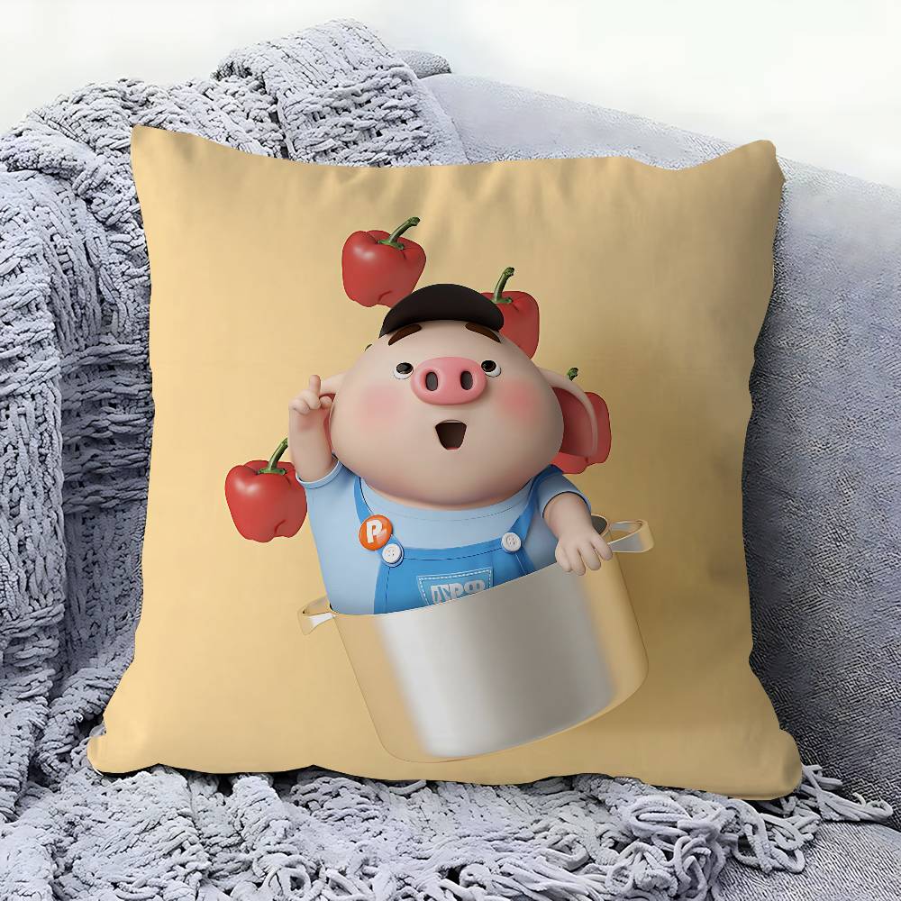 CUTE Pig Pillow Covers Cartoon Sofa Decorative Home Double-sided Printing Short Plush Cute Cushion Cover