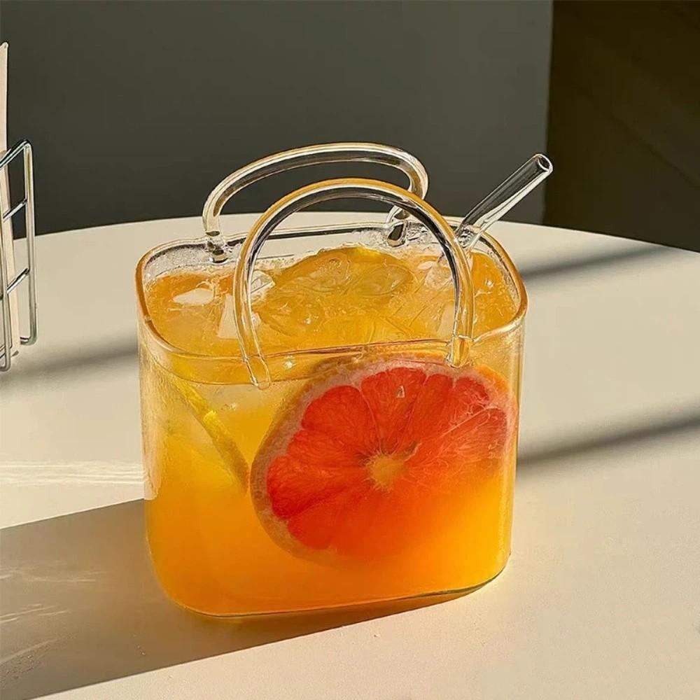 Unique Shape Summer Teacup Transparent Wine Cup Creative Handbag Glass Cup Summer Drink