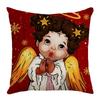 Рождественская наволочка на подушку с лосем, красная клетчатая, с принтом маленького ангела, праздничная наволочка на диванную подушку