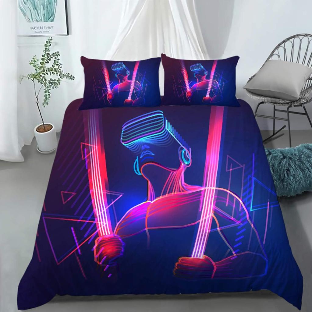 Play Designs Duvet Cover Pillowcase Gaming Bedding Set Video Games Adult Boy Girl Bedroom Decoration Single Double Size