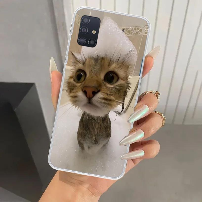 Забавный чехол для телефона с мемами про кошек для Samsung Galaxy A52 A32 A22 A12 A02S A50S A30S A10S Note 20 Ultra 10 Plus S10 A31 A20 A71 A72