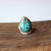 Твердое кольцо из стерлингового серебра 925 пробы, кольцо с драгоценным камнем из бирюзы и груши, серебряное кольцо ручной работы в стиле бохо, подарок на годовщину, подарок для праздничной одежды,
