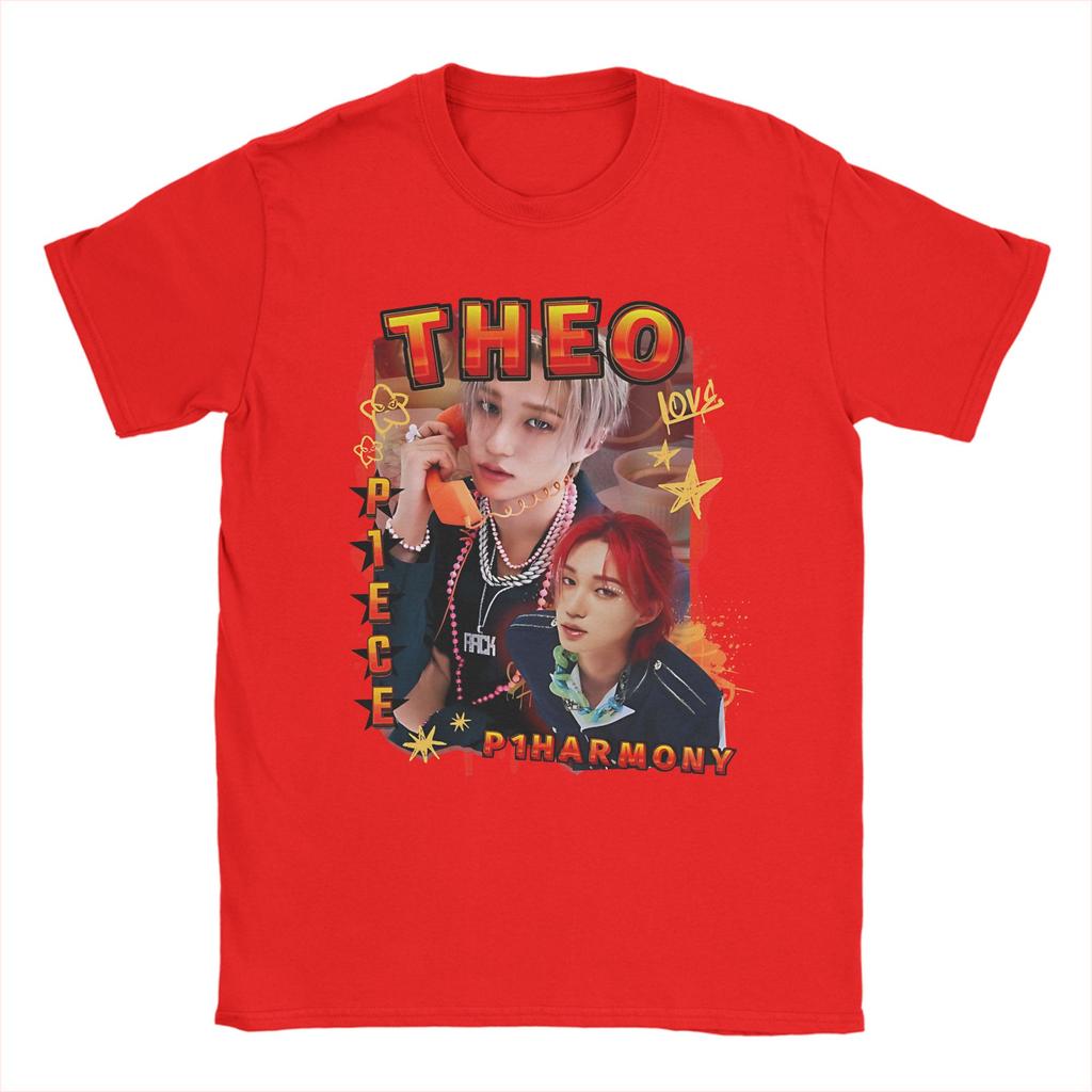 P1Harmony Theo Korean Group KPop Unisexs T Shirts  Novelty Tees Short Sleeve Round Collar TShirt 100 Cotton Gift Idea Clothes