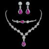 3Pcs Brilliant Cubic Zircon Necklace Set For Women Rhinestone Earring Bracelet Set Wedding Bridal Jewelry Sets Party Accessories