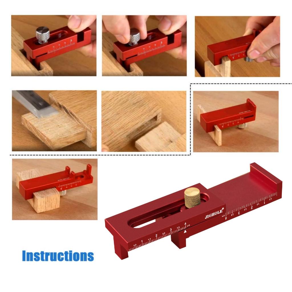 Table Saw Gaps Gauge 5-40mm Woodworking Mortise and Tenon Tool Movable Measuring Block Line Sawtooth Ruler,Depth Measuring Ruler