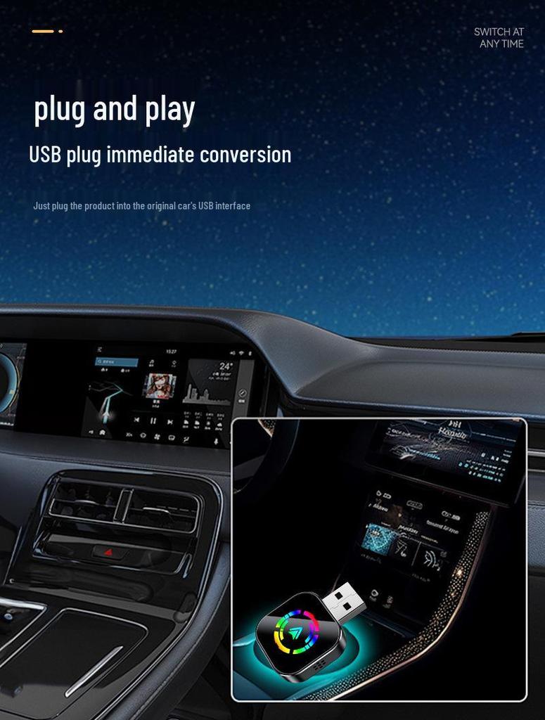Проводной к беспроводному CarPlay и Android Auto Смарт-модуль