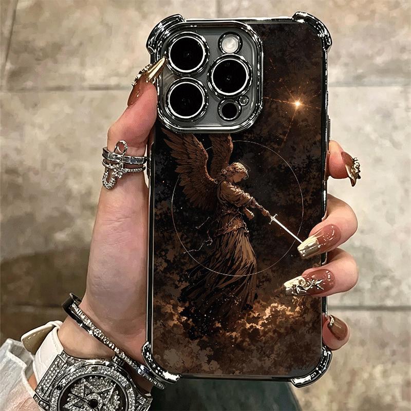 Эстетичный чехол для телефона с покрытием Архангел Михаил Для iPhone 16 17 Pro Max Air 16E 14 15 Plus 12 13 Mini Противоударный чехол с подушкой безопасности