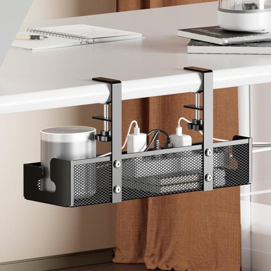 Data Cable Storage Rack Under-Desk Organizer Simple Installation Cable Management Metal Cable Tray Power Strip Cord Holder