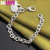 925 Sterling Silver Solid Heart Pendant Bracelet Jewelry
