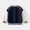 Boys Fleece Baseball Jacket V Neck Letter Print Warm Casual Outerwear Fashion Clothing for Toddler and Kids