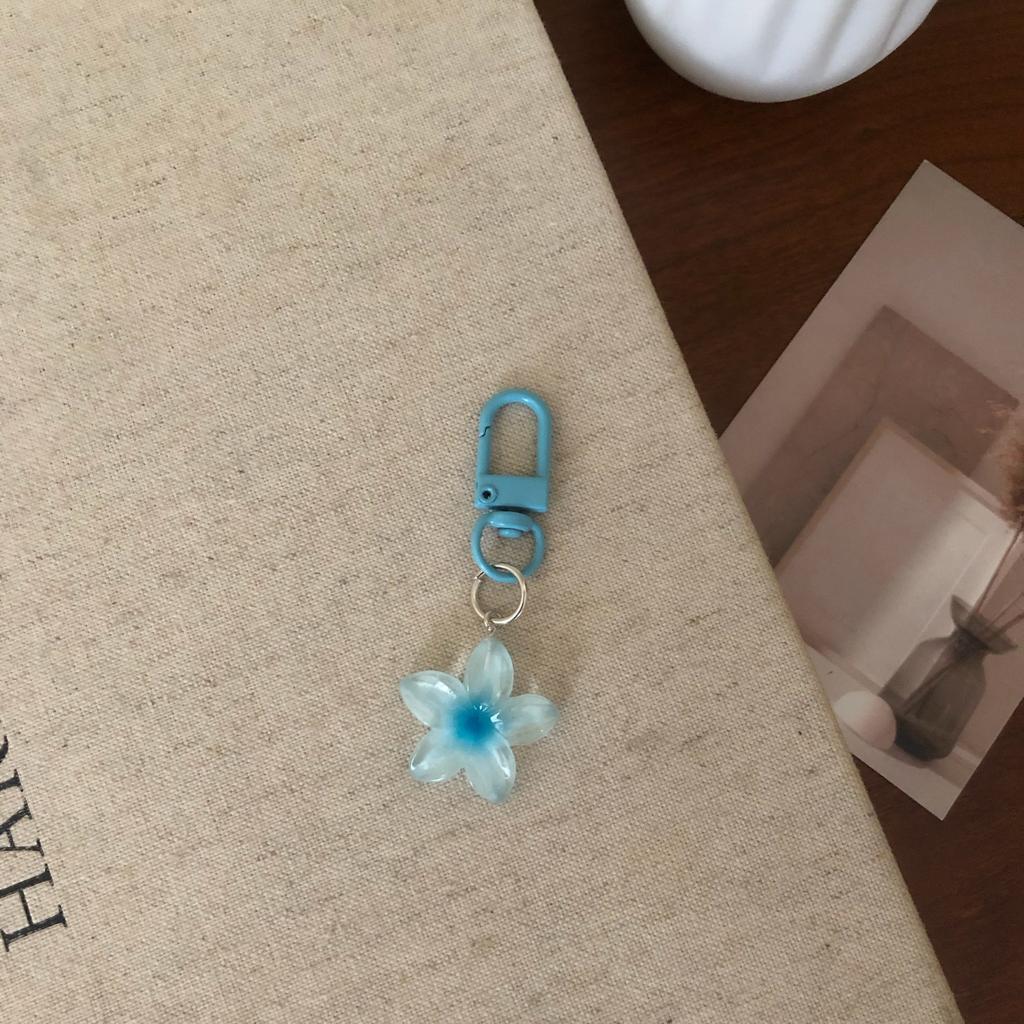 Sweet Colorful Jelly Flower Key Chain Color DIY Flower Cute Keychains Pendant Student Girls Resin Bag Pendant Keyring Jewelry