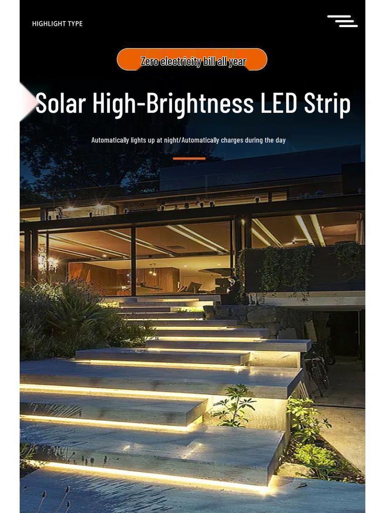 Outdoor Waterproof LED Solar Strip Lights: Super Bright, Soft Lighting for Garden and Courtyard