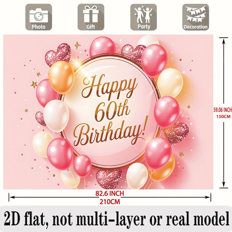 Party Backdrop 60Th Birthday Flat Designed Serves Photos Made Styling Embellishments Adornments Event Backdrop Decoration Birthday Party Decor