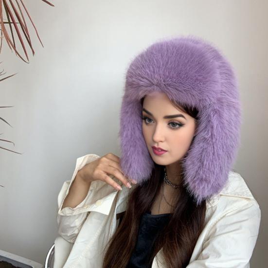 Шапка Лей Фэна Однотонная Искусственный Мех Лисы Лыжная Шапка Осень Зима Женская Теплая Шапка Аксессуары для Активного Отдыха