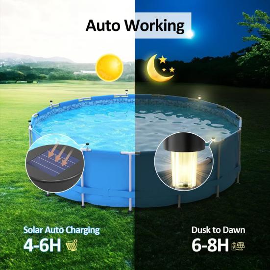 45297 Pcs Pool Polr Light Solar Powered Waterproof Above Ground Pool Fence Lamp Warm