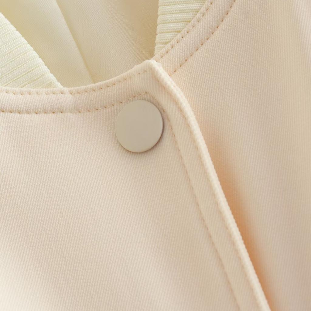 2025 Spring and Autumn New European and American Stand Collar Large Pocket Women's Jacket