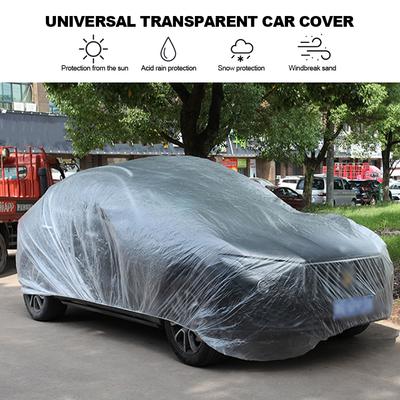 Универсальный прозрачный автомобильный чехол с эластичной лентой, полиэтиленовый пластик, прозрачный полный защитный экран для автомобиля, автомобильные чехлы с