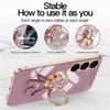 For Samsung Galaxy S24 Case with Astronaut Ring Kickstand 6D Electroplating TPU Phone Cover