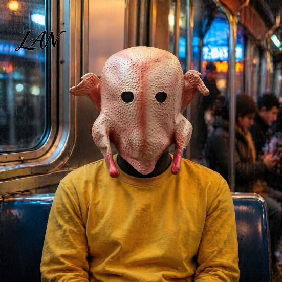Soft Latex Animal Head Mask Halloween Mask, Realistic Turkey Shape, Breathable Full Unique Thanksgiving Day Costume Cover, for Party Dress Up Cosplay