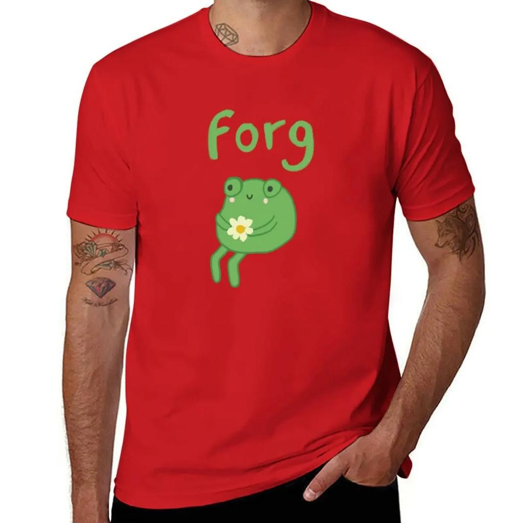 Funny Frog Birthday Cake: Cute Cottagecore Aesthetic with Sad Anime Toad Sitting with Flower T-Shirt customs clothing