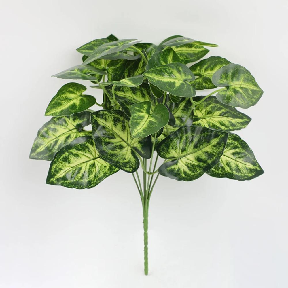 7 Голов Искусственные Листья Зеленого Растения Большое Искусственное Растение Украшение для Офисного Стола