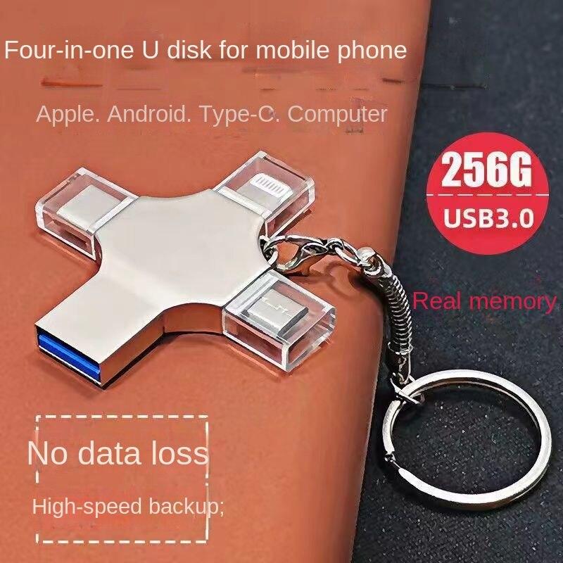 USB3.0 Высокоскоростной U-диск, двойного назначения для мобильного телефона и компьютера, Apple, Micro, Type-C Многофункциональный «четыре в одном»