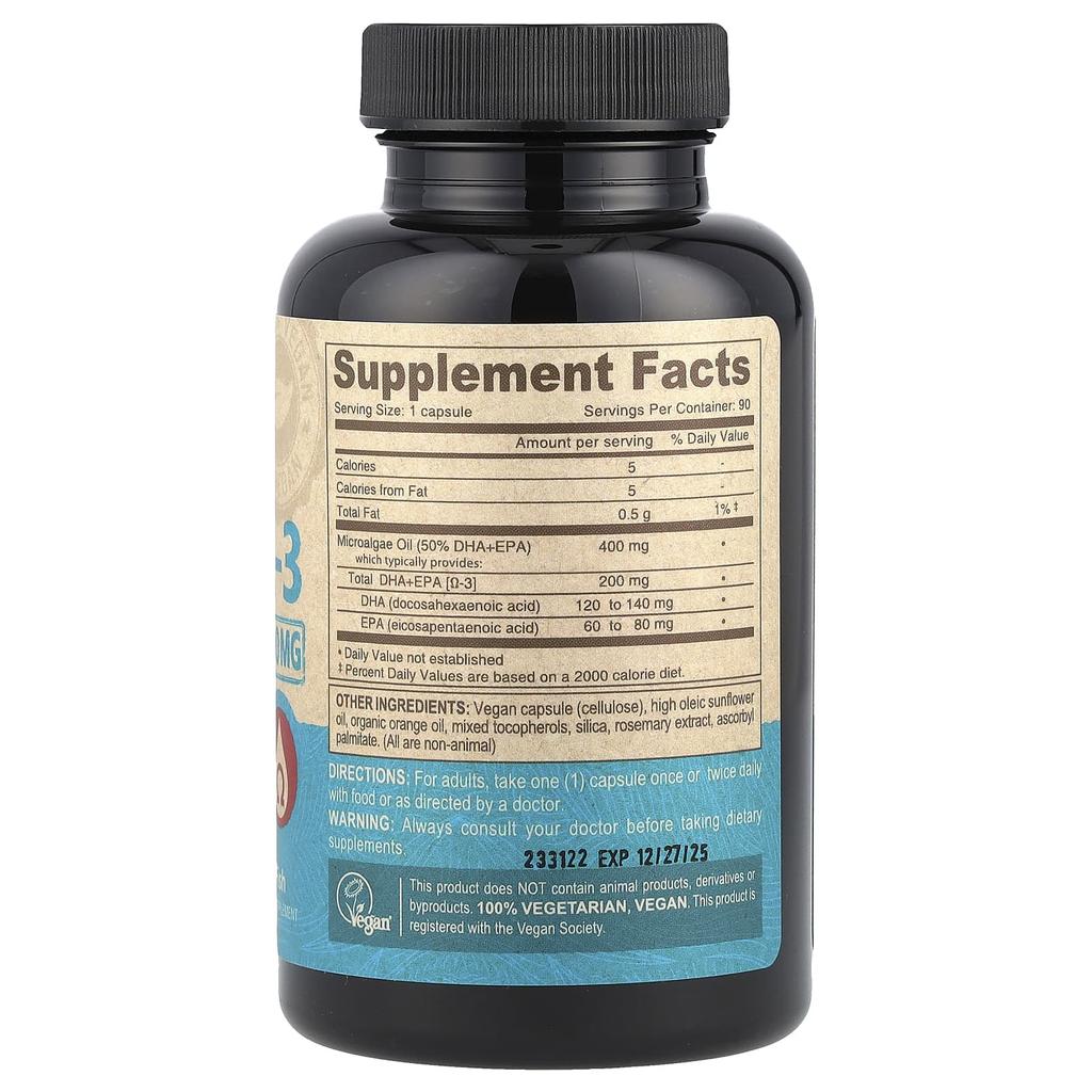 Deva Vegan Omega-3 DHA-EPA, Delayed Release, 200 Mg, 90 Veggie Capsules