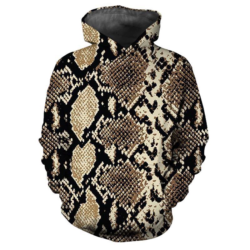 Snake Pattern Hoodies Snakeskin 3D Print Men Women Hooded Sweatshirts Harajuku Streetwear Oversized Pullover Kids Tops Clothing
