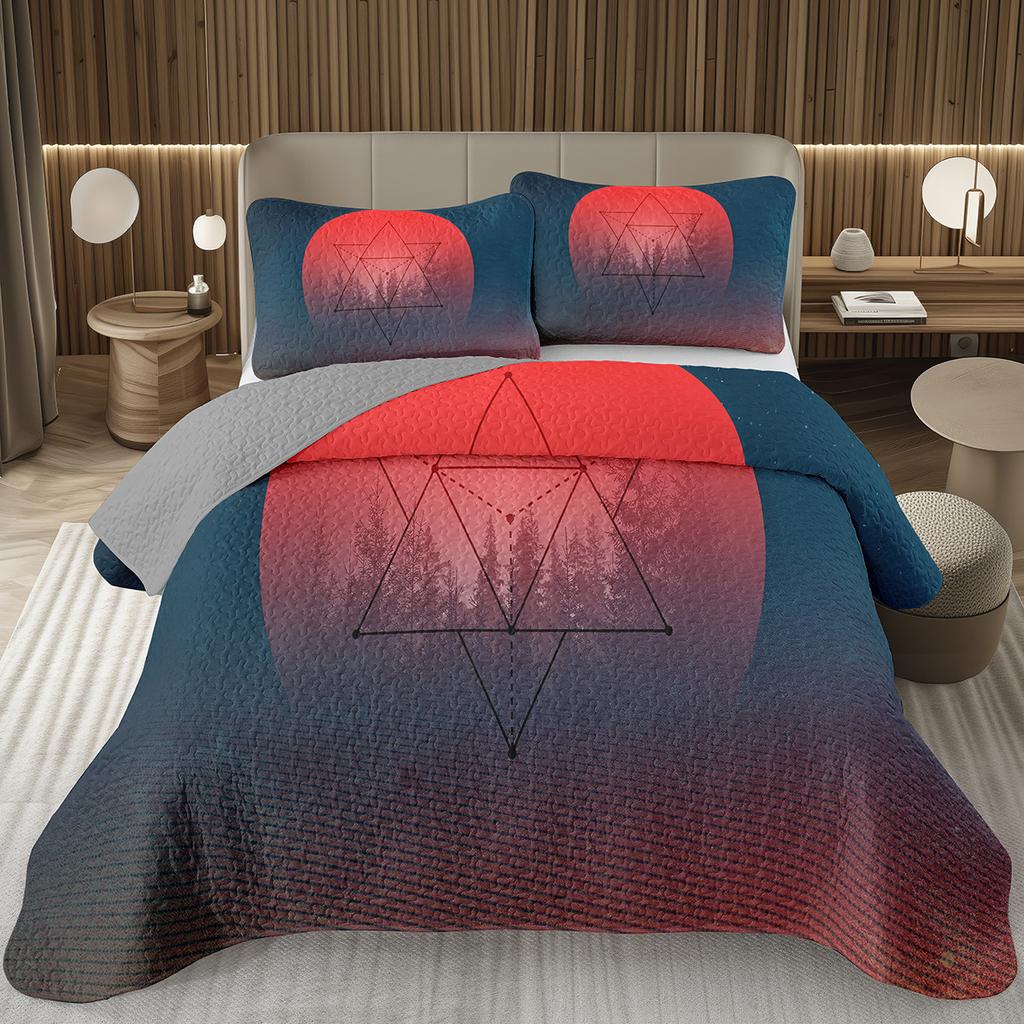 Rainbow Line Twin Queen Bedspread Colorful Abstract Geometric Quilted Bedding Set Bohemian Geometric Reversible Printed Coverlet