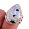 Кольцо с натуральным радужным лунным камнем, двухцветное, из стерлингового серебра 925 пробы, размер 7 A2M94
