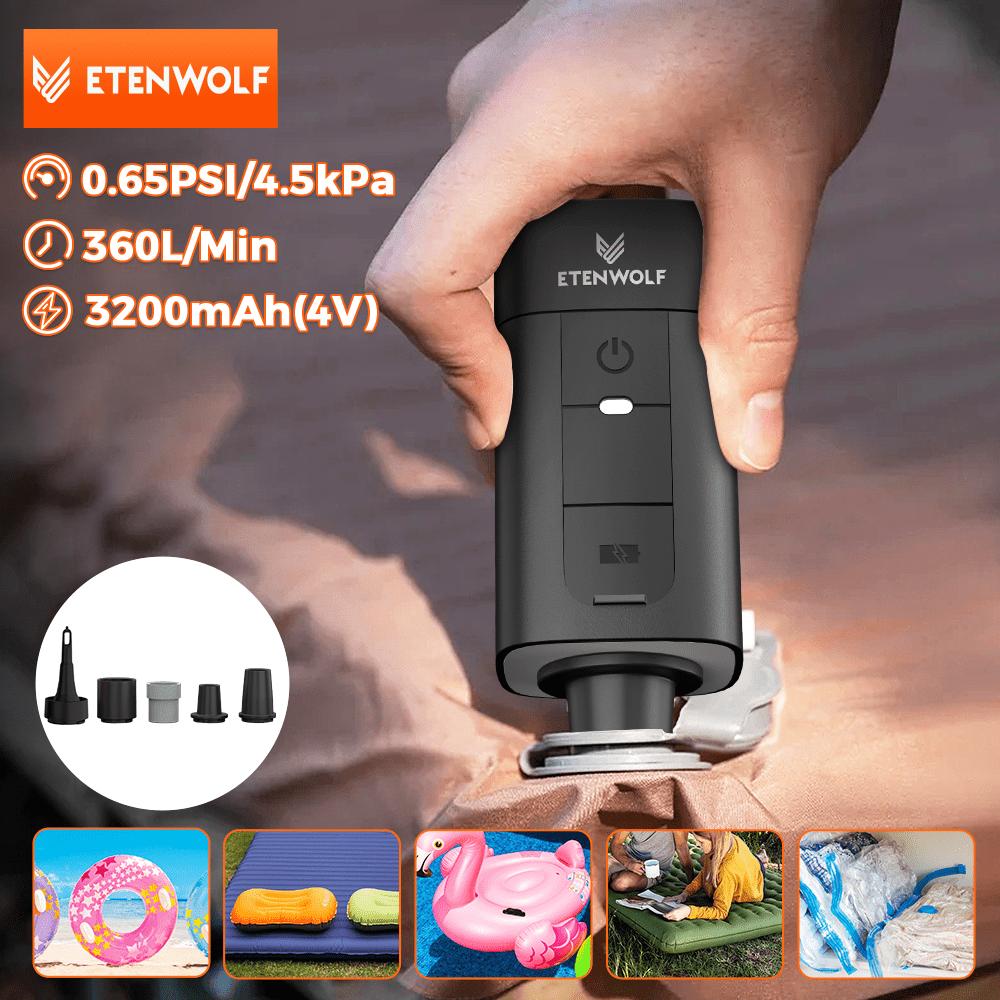 ETENWOLF AIR 2 Electric Air Pump 3200mAh 2X Faster Inflation & Deflation Pump for Air Mattress Sleeping Pads Vacuum Storage Bags