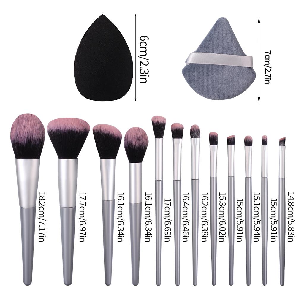 4/12/16PCS Beginner Makeup Tool Set: 12PCS Soft-bristled Makeup Brushes +4PCS Super Soft Makeup Sponges for Daily Portable Use