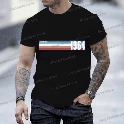 1960 До 1969 Принт Винтажная Футболка Мужская Женская Год Рождения Графические Футболки Харадзюку Короткий Рукав Основана в 1964 Футболка с Круглым Вырезом