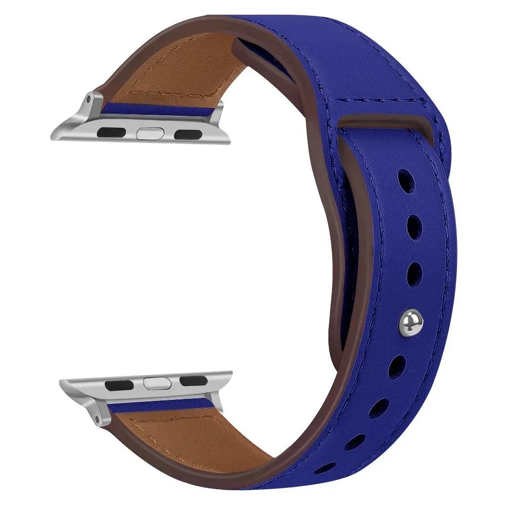 Кожаный ремешок для Apple, ремешок для часов 44 мм, 45 мм, 41 мм, 40 мм, 49 мм, 42 мм, 38 мм, 45, 44 мм, браслет Correa iWatch series 3, 4, 6 SE, 7, 8, ультра