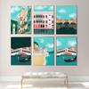 Venice Canal Sea Newspaper Wall Art Print Alpine Amalfi Coast Travel Decoration Picture