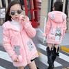 Girls Winter Plush Imitation Fur Jacket Cow Pattern Thick Keep Warm Hooded Coat for Kids Children Outdoor Outerwear