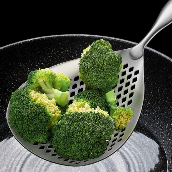 Большой скиммер с прорезями, ложка из нержавеющей стали пищевого класса для пельменей, лапши, сверхпрочный