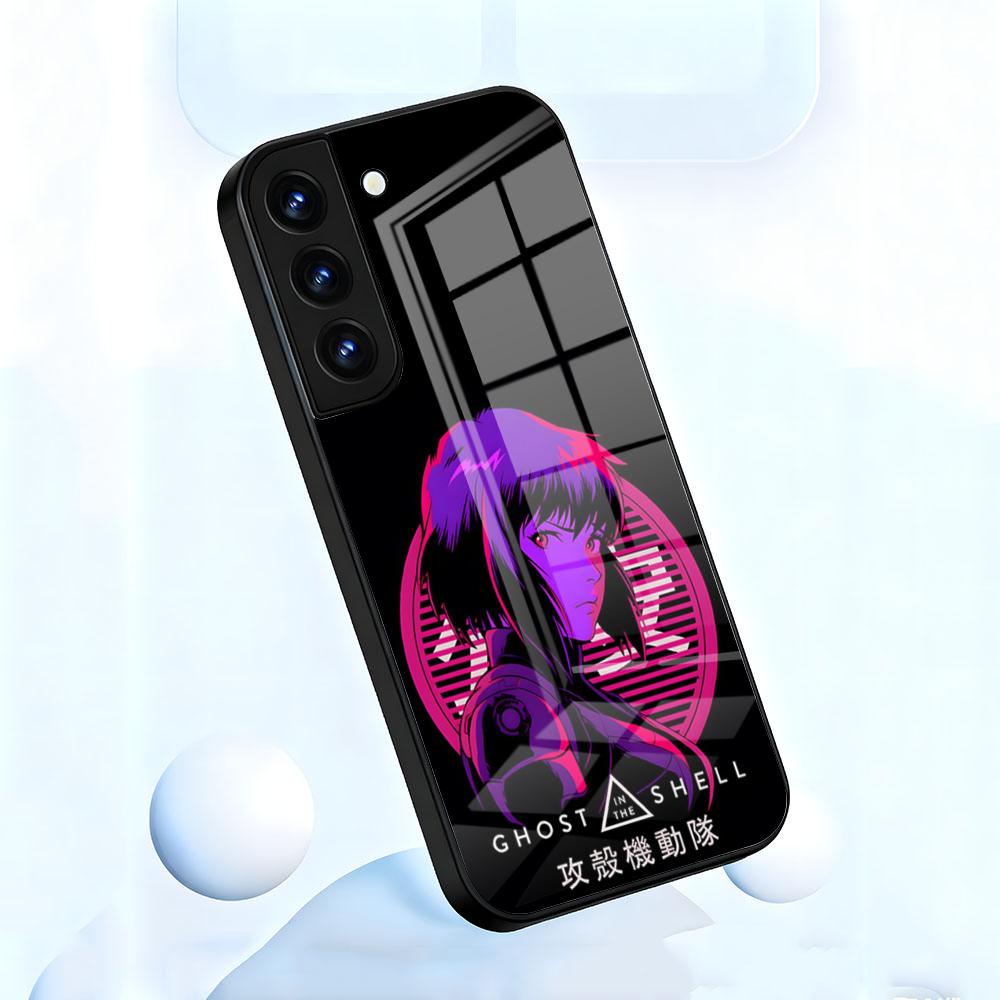 Чехол для телефона Anime G-ghost In The S-shell для Samsung S26 S25 S24 FE S23 S22 S21 Plus S20 Ultra Note20Ultra Черная стеклянная крышка