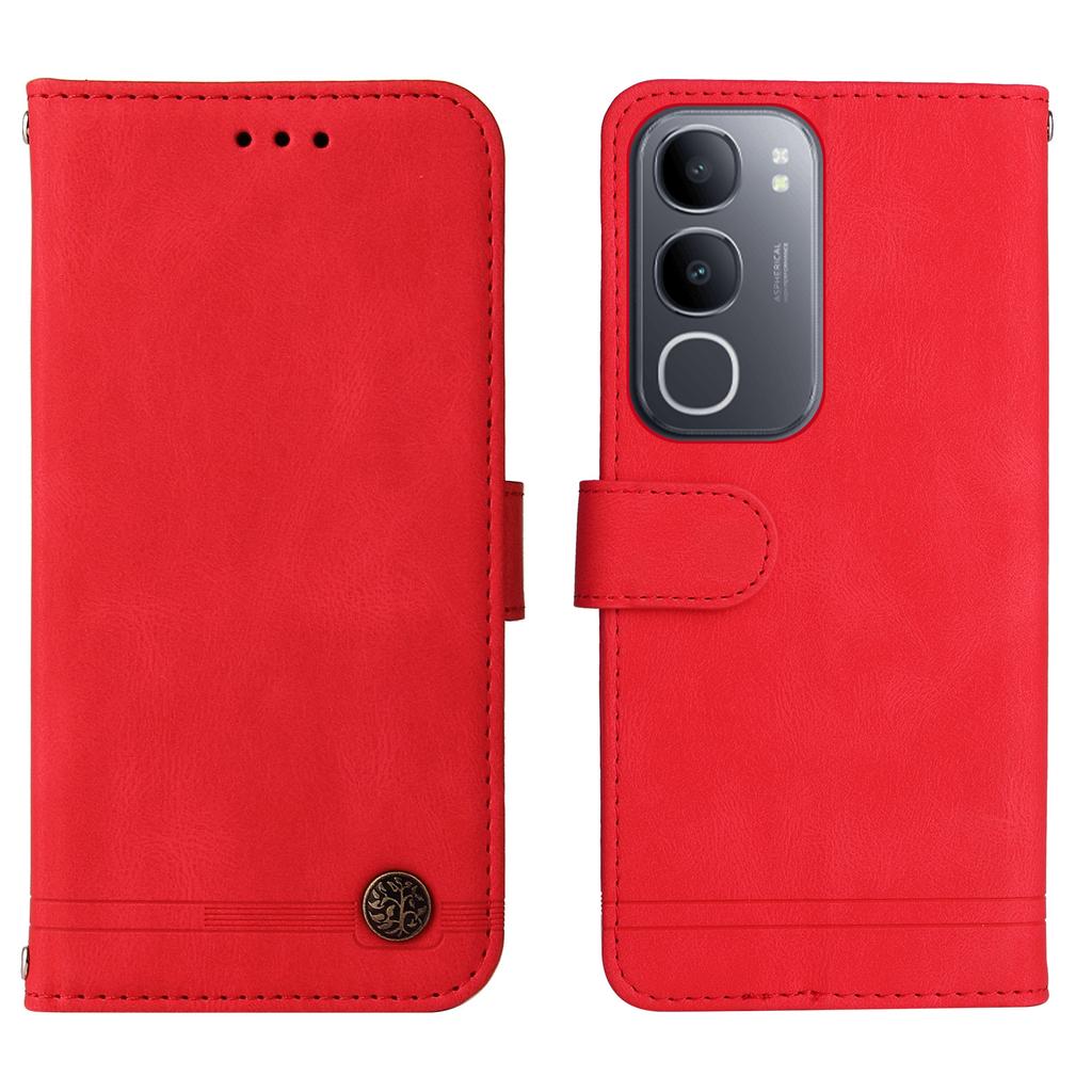 For vivo Y50 Leather Wallet Cases Skin Touch Phone Cover Stand with Strap