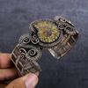 Natural Ammonite Fossil Gemstone Copper Wire Wrap Cuff Bangle Adjustable H1Q26