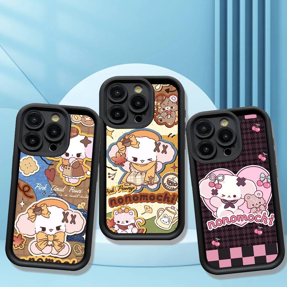 Popular Cute Dog N-Nonomochi Logo For IPhone 17 Pro Max 16 15 14 13 12 11 Plus Black Soft Phone Cover