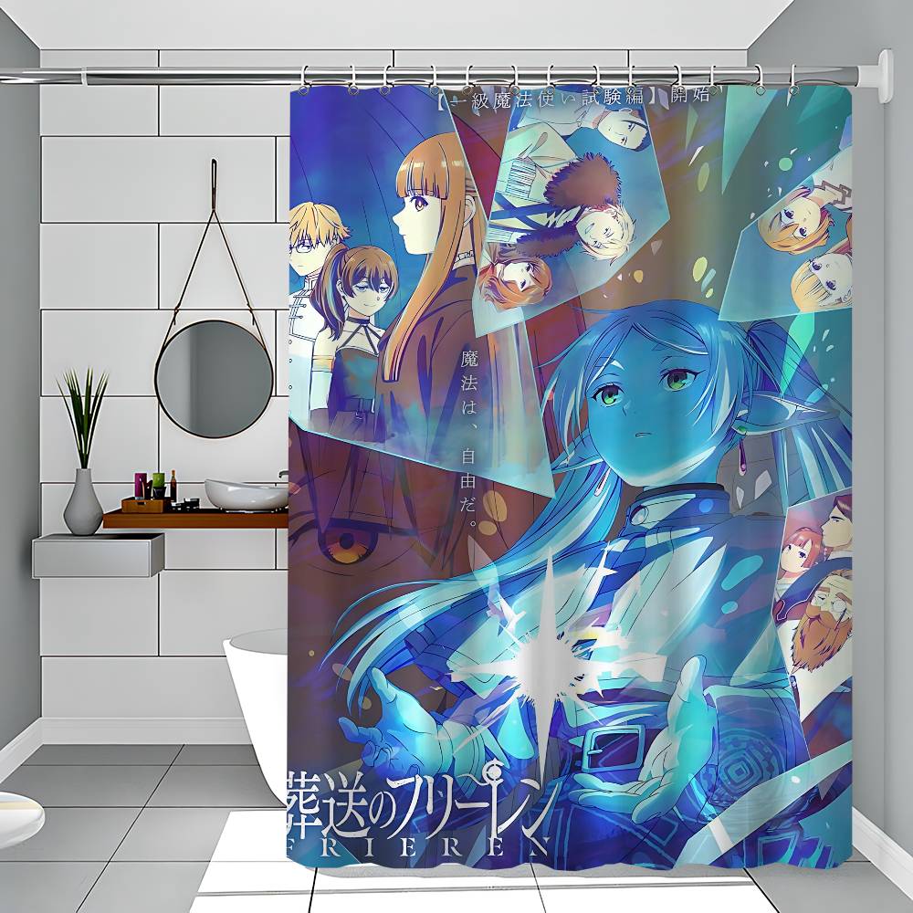 Аниме F-Frieren Принт Занавеска для душа для ванной из полиэстера Водонепроницаемая и устойчивая к плесени Домашний декор Занавеска