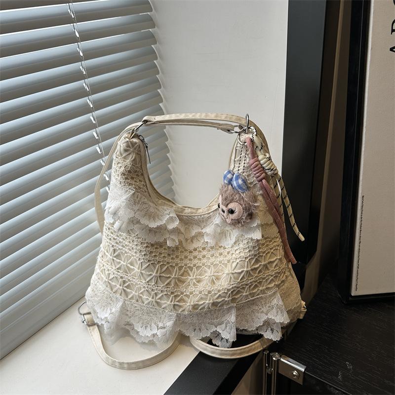 Летняя повседневная сумка-тоут из сетчатого кружева с большой вместимостью для женщин на плечо под мышкой - универсальная для поездок на работу
