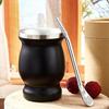 Yerba Mate Cup Set Double Wall Stainless Steel Gourd Shape Cup with Bombilla Teacup Cleaning Brush Antioxidant Rich Energy Boost Tea Kit